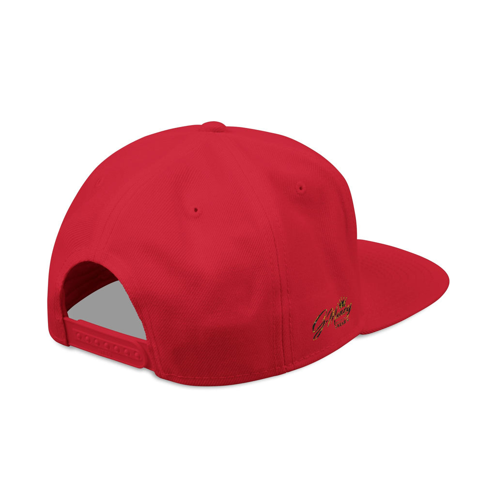 Embroidered Crown Snapback Hat — Red & Black Streetwear Cap