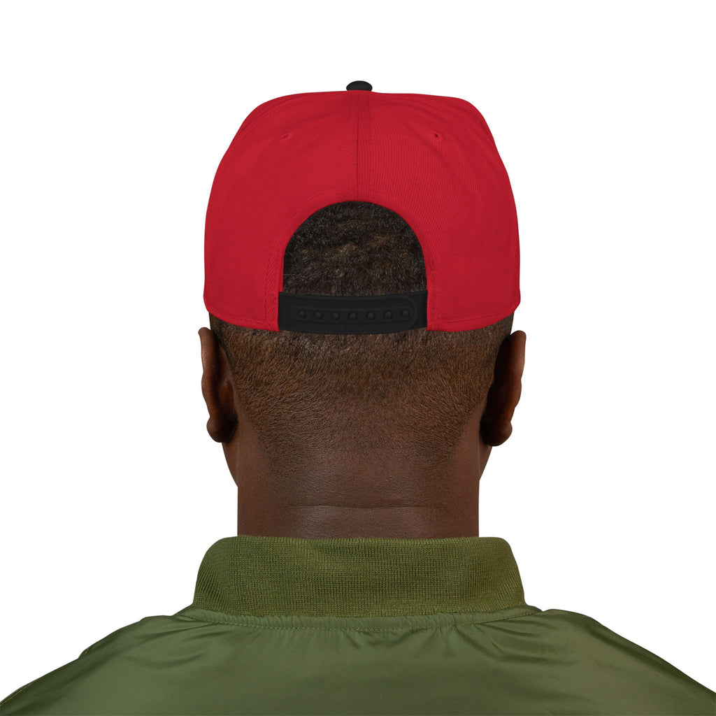 Embroidered Crown Snapback Hat — Red & Black Streetwear Cap