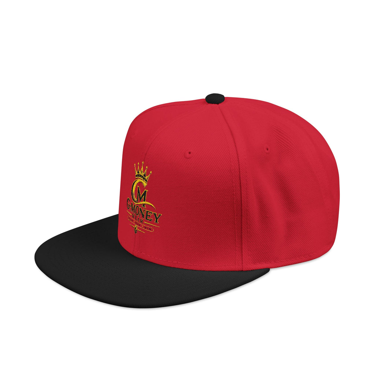 Embroidered Crown Snapback Hat — Red & Black Streetwear Cap